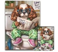 King Spaniel Go Toilet Puzzles 1000 Pieces for Adults Jigsaw Puzzles Ideal for Teenagers & Collectors, Travel Gift, Family Activity 50x75CM/19.68x29.52inch