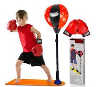 King Sport Kid’s Free Standing Boxing Punching Bag Ball Play Set with Gloves Air Pump Adjustable Height, Boxing Punching Training Exercise,