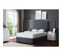 (King, Steel) Seraphine Divan Upholstered Bed