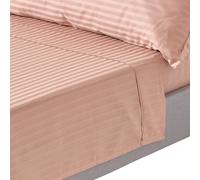Egyptian Cotton Satin Stripe Flat Sheet 330 Thread Count Homescapes Beige King Flat