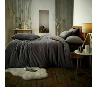 (King) Teddy Bear Fleece Duvet Cover Bedding Set Cosy Thermal Warm Charcoal Single Double King