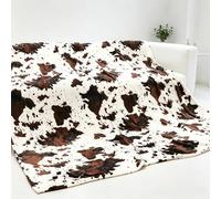 King Throw Blanket for Bed & Couch - Cow Print Blanket King Size, Extra Large Soft Cozy Fleece Throws, Lightweight Western Country Style Plush Bedding Decor for Bedroom, Living Room & Dorm 90" x 108"