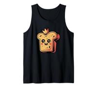 King Toasted Bread Slice Cute Anime Toast Funny Food Design Tank Top