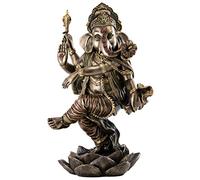 King Tut's Secret Large 18-inch Dancing Ganesh (Ganesha) on Lotus Real Bronze Powder Cold Cast Statue