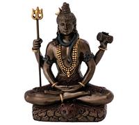 King Tut's Secret Top Collection Mini 3.25" Lord Shiva in Lotus Pose - Hindu God and Destroyer of Evil. Good Protection. Bronze Powder Mixed with Resin - Bronze Finish with Color Accents.