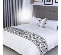 (King, White & Black) FlaxLinen Organic Triangle Design Duvet Cover sets