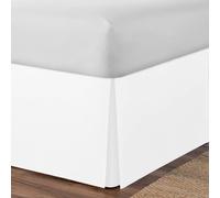 (King, White) Plain Cotton Percale Platform Base Valance Pleated