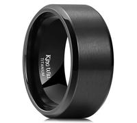 King Will 10mm Black Titanium Wedding Ring Brushed Center Engagement Band Beveled Edge (12)