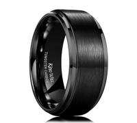 King Will 10mm Black Tungsten Carbide Ring Men Wedding Band Matte Finish Step Edge Comfort Fit(9)