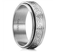 King Will 316L Stainless Steel Silver Spinner Rings-8mm Celtic Knot Fidget Ring Stress Relieving Anxiety Ring, Comfort Fit Wedding Band for Men Size 10