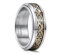 King Will 316L Stainless Steel Spinner Rings-8mm Celtic Knot Fidget Ring Stress Relieving Anxiety Ring Comfort Fit Size P 1/2 (8)