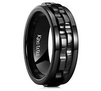 King Will 316L Stainless Steel Spinner Rings for Men-8mm Black Gear Fidget Spinner Ring, Anxiety Stress Relief Cool Wedding Band Comfort for Daily Wear Size 8