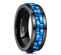 King Will 316L Stainless Steel Spinner Viking Rings for Men-8mm Black Blue Gear Norse Runes Fidget Ring, Anxiety Stress Relief Cool Wedding Band Comfort for Daily Wear Size T 1/2 (10)