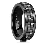 King Will 316L Stainless Steel Spinner Viking Rings for Men-8mm Black Gear Norse Runes Fidget Ring, Anxiety Stress Relief Cool Wedding Band Comfort for Daily Wear Size R 1/2 (9)