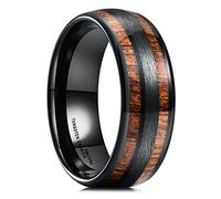 King Will 316L Stainless Steel Wedding Band for Men Women-8mm Width Black/Gold/Sliver with Koa/Maple Wood Inlay Domed Design Wodden Wedding Ring Comfort Fit Size 6-14, 8 UK, Tungsten Carbide, No