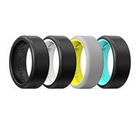 King Will 4 Pack Silicone Rings for Men, Unique Inner Heartbeat Design, 8mm Wide 2.2mm Thick, Breathable Rubber Wedding Bands, Comfort Fit Ring, Multi Colors, Z+1(13)