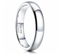 King Will 4mm Titanium Wedding Band for Men Women Classic Promise Engagement Rings for Couples Domed Style High Polish Finished Comfort Fit, Silver Size R 1/2 (9)