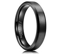 King Will 5mm Stainless Steel Ring Black Plated Matte Finish&Polished Beveled Edge with Laser Etched I Love You 7