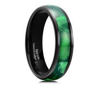King Will 6 mm Tungsten Carbide Rings for Men Women Black Men's Wedding Ring with Colourful Shell Inlay Curved Edge Polished Surface Casual Engagement Ring Comfortable Fit, 67.2 (21.4), Tungsten