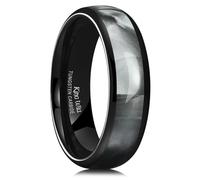 King Will 6 mm Tungsten Carbide Rings for Men Women Black Men's Wedding Ring with Colourful Shell Inlay Curved Edge Polished Surface Casual Engagement Ring Comfortable Fit, 56.9 (18.1), Tungsten