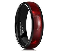 King Will 6 mm Tungsten Carbide Rings for Men Women Black Men's Wedding Ring with Colourful Shell Inlay Curved Edge Polished Surface Casual Engagement Ring Comfortable Fit, 67.2 (21.4), Tungsten