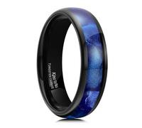 King Will 6 mm Tungsten Carbide Rings for Men Women Black Men's Wedding Ring with Colourful Shell Inlay Curved Edge Polished Surface Casual Engagement Ring Comfortable Fit, 69.7 (22.2), Non-precious