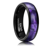 King Will 6 mm Tungsten Carbide Rings for Men Women Black Men's Wedding Ring with Colourful Shell Inlay Curved Edge Polished Surface Casual Engagement Ring Comfortable Fit, 67.2 (21.4), Tungsten