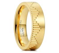 King Will 6mm Gold Stainless Steel Rings, Men's Wedding Rings Mountain Laser Flat Cut Ring for Men Women Comfort Fit, Durable, Size P 1/2 (8)