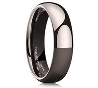 King Will 6mm Mens Tungsten Rings Wedding Band High Polish Finish Domed Black Tungsten Wedding Band for Men Women 12
