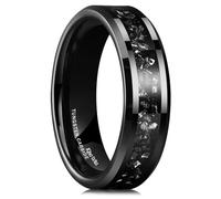 King Will 6mm Mens Wedding Band Black Plated Tungsten Wedding Ring for Men Silver Meteorite Inlay High Polished Engagement Ring Daily Wear?Galaxy Collection Z+3(14)