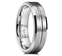 King Will 6mm Mens Wedding Band Silver Tungsten Wedding Ring for Men Groove Line Matte Finished Surface Comfort Fit Size P (8)