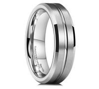 King Will 6mm Mens Wedding Band Silver Tungsten Wedding Ring for Men Groove Line Matte Finished Surface Comfort Fit Size V (11)