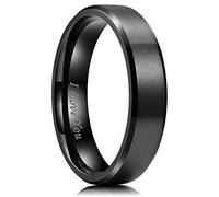 King Will 6mm Stainless Steel Ring Black Plated Matte Finish&Polished Beveled Edge with Laser Etched I Love You 8