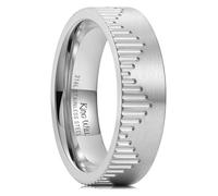 King Will 6mm Stainless Steel Rings, Men's Wedding Rings Mountain Laser Flat Cut Ring for Men Women Comfort Fit, Durable, Silver, Size P 1/2 (8)