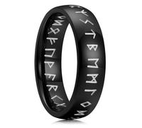 King Will 6mm Stainless Steel Rings Wedding Rings for Men Wedding Band with Domed Laser Engraving and Viking Runes for Women and Men, 59.4 (18.9), Metal, No Gemstone