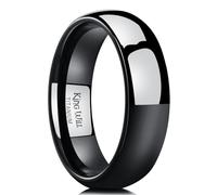 King Will 6mm Titanium Wedding Band for Men Women Classic Promise Engagement Rings for Couples Domed Style High Polish Finished Comfort Fit, Black Size T 1/2 (10)