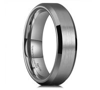 King Will 6mm Tungsten Wedding Rings for Men Gunmetal Plated Brushed Men's Wedding Band Gifts for Him Size 7-14 Comfort Fit V(11)