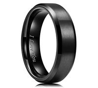 King Will 7mm Stainless Steel Ring Black Plated Matte Finish&Polished Beveled Edge with Laser Etched I Love You 9