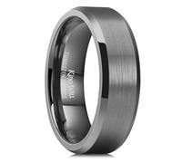 King Will 7mm Tungsten Carbide Ring for Men, Gunmetal Matte & Polished Comfort Fit, Size R 1/2 (9)
