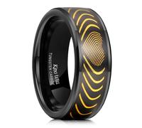 King Will 8 mm Black Tungsten Carbide Wedding Ring - Anniversary Promise Ring for Men, Women and Couples with Heart Inlay, Polished Surface, Comfort Fit, 56.9 (18.1), Non-precious metal, No Gemstone