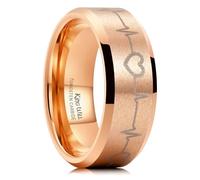 King Will 8 mm Black Tungsten Carbide Wedding Ring - Anniversary Promise Ring for Men, Women and Couples with Heart Inlay, Polished Surface, Comfort Fit, 54.3 (17.3), Non-precious metal, No Gemstone