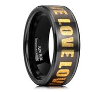 King Will 8 mm Black Tungsten Carbide Wedding Ring - Anniversary Promise Ring for Men, Women and Couples with Heart Inlay, Polished Surface, Comfort Fit, 59.4 (18.9), Non-precious metal, No Gemstone