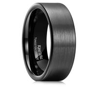 King Will 8 mm Black Tungsten Wedding Ring for Men - Brushed Flat Edge Comfort Fit Durable Men's Jewellery Gift 69.7 (22.2)