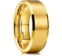 King Will 8mm Basic Wedding Ring For Men Gold Electroplated Tungsten Ring with Brushed Matte Surface Smooth Beveled Edge Comfort Fit?2.5