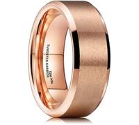 King Will 8mm Basic Wedding Ring For Men Rose Gold Electroplated Tungsten Ring with Brushed Matte Surface Smooth Beveled Edge Comfort Fit 8.5