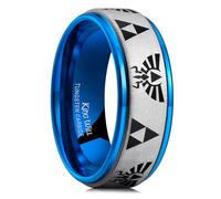 King Will 8mm Black Blue Silver Tungsten Stainless Steel Rings for Men Women Wedding Bands Triforce Ring Matte Finished Comfort Fit