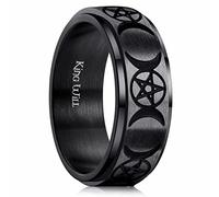 King Will 8mm Black Moon & Star Spinner Ring Stainless Steel Fidget Ring Anxiety Ring For Men 8