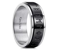 King Will 8mm Black & Silver Viking Spinner Ring Stainless Steel Fidget Ring Anxiety Ring For Men 7