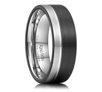 King Will 8mm Black Tungsten Rings, Men's Wedding Rings Basic Flat Cut Ring for Men Women Comfort Fit, Hypoallergenic, Durable, V 1/2 (11)