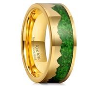 King Will 8mm Gold Mountain Tungsten Rings, Men's Wedding Rings Ring for Men Women, Comfort Fit, Durable, Size P 1/2 (8)